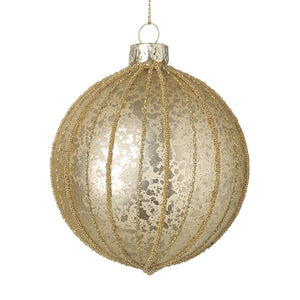CHRISTMAS DECORATIONS - GOLD GLASS MOTTLED BAUBLE