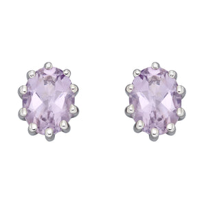 SILVER PINK AMETHYST STUD EARRINGS