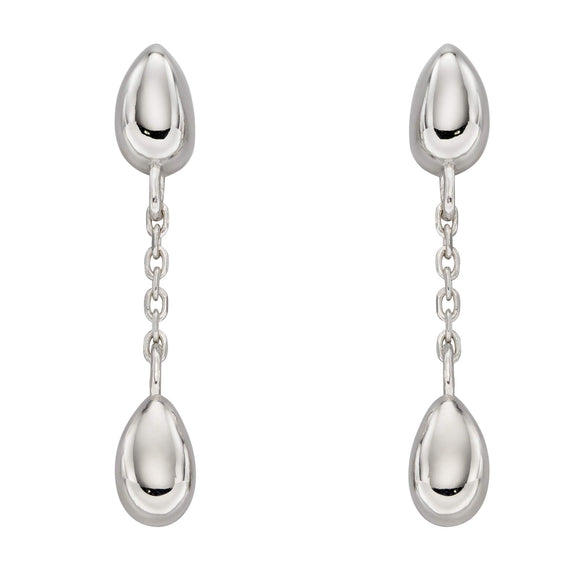 SILVER FLOWER BUD DROP EARRINGS