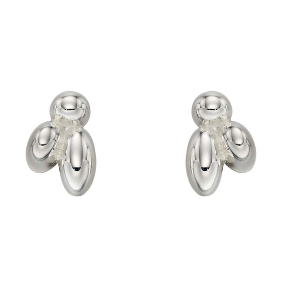 SILVER FLOWER BUD STUD EARRINGS