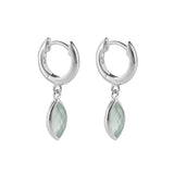 SILVER HOOP & MARQUISE BLUE CHALCEDONY CHARM EARRINGS