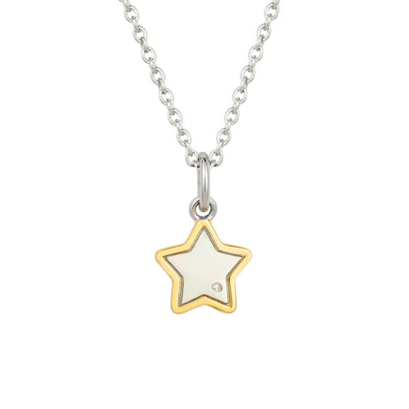 D FOR DIAMOND SILVER & GOLD PLATED DIAMOND STAR NECKLACE