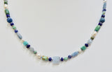 BRAVE SILVER TURQUOISE, LAPIS & PEARL NECKLACE 16"