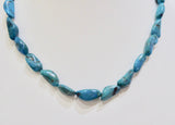 BRAVE SILVER TURQUOISE POTATO NUGGETT T/BAR CLASP NECKLACE 17"