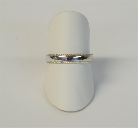 STERLING SILVER 4MM BEADED EDGE WEDDING RING
