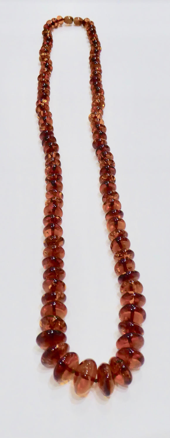 AMBER GRADUATED ROUND BEAD NECKLACE 24