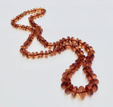 AMBER GRADUATED ROUND BEAD NECKLACE 24"