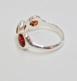 AMBER & SILVER 3 STONE MARQUISE RING