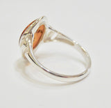 AMBER & SILVER OVAL OPEN SHOULDER RING SIZE O