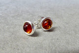 AMBER & SILVER LARGE ROUND STUD EARRINGS