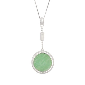 SILVER & AMAZONITE SPINNER MEDALLION NECKLACE