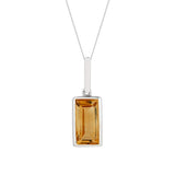 SILVER & CITRINE RECTANGULAR NECKLACE