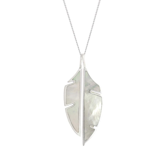 SILVER & MOTHER OF PEARL SPLIT LEAF NECKLACE