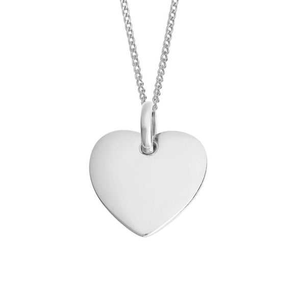 SILVER SOLID HEART TAG NECKLACE