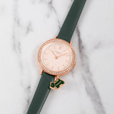 RADLEY LADIES' ANCHOR MEWS ROSE GOLD PLATED WITH CRYSTALS & GREEN STRAP