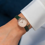 RADLEY LADIES' ANCHOR MEWS ROSE GOLD PLATED WITH CRYSTALS & GREEN STRAP