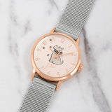 RADLEY LADIES' WOODLAND WANDERER ROSE GOLD PLATED DOG WITH FLOWERS &  MESH BRACELET
