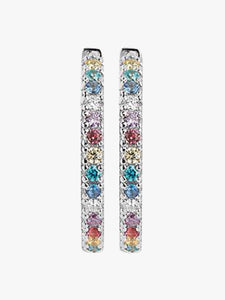 SIF JAKOBS ELLERA GRANDE SILVER & MULTICOLOURED CUBIC ZIRCONIA HOOP EARRINGS