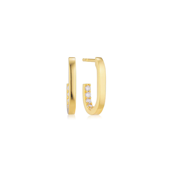 SIF JAKOBS CAPIZZI PICCOLO GOLD PLATED SILVER & CZ HOOP EARRINGS
