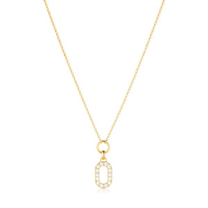 SIF JAKOBS CAPIZZI PICCOLO GOLD PLATED SILVER & CUBIC ZIRCONIA NECKLACE
