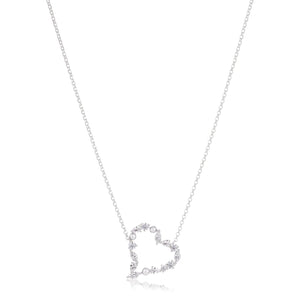 SIF JAKOBS ADRIA AMORE SILVER CUBIC ZIRCONIA & PEARL HEART NECKLACE