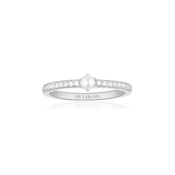 SIF JAKOBS ELLERA PERLA UNO SILVER, PEARL & CUBIC ZIRCONIA RING