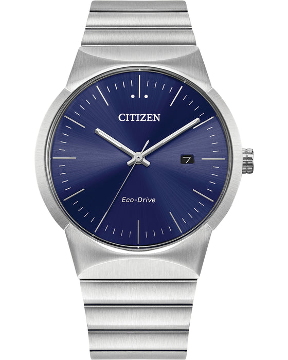 CITIZEN MEN'S ECO-DRIVE AXIOM SILVER BLUE DIAL BRACELET WATCH