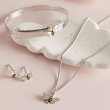 D FOR DIAMOND SILVER & DIAMOND BEE EXPANDABLE BANGLE
