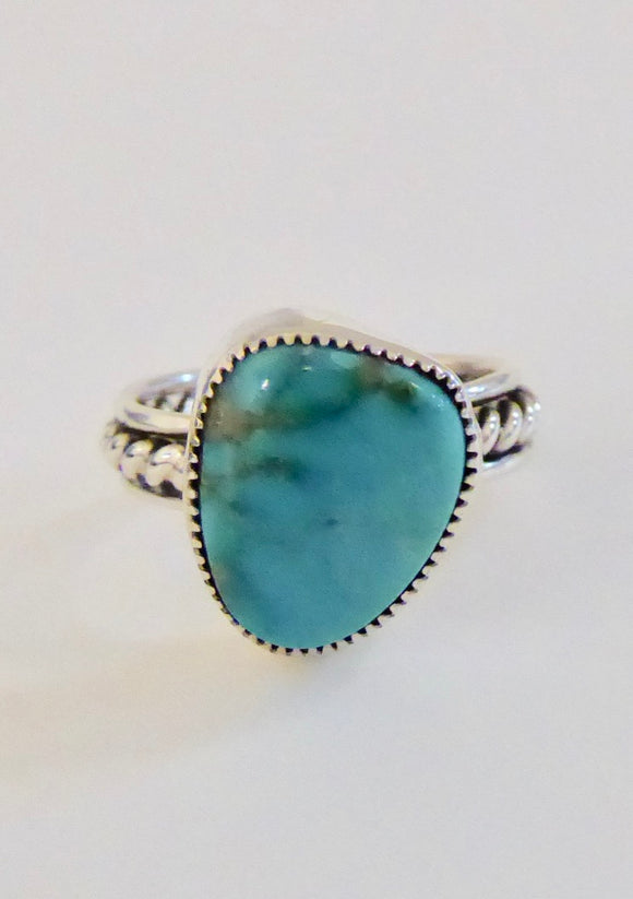 BRAVE SILVER NUGGET SHAPE TURQUOISE RING