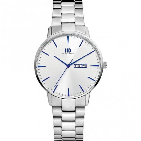 DANISH DESIGN MEN'S LARGE AKILIA SILVER COBALT LINK BRACELET WATCH