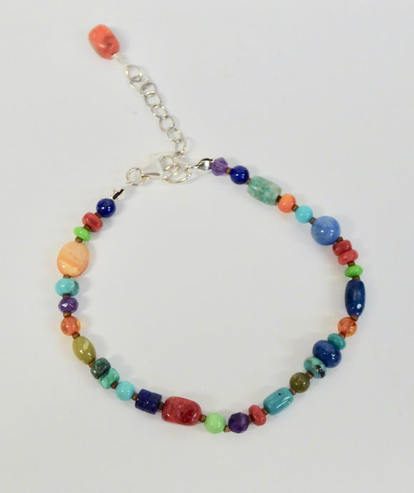 BRAVE MARY SALAZAR SILVER MULTI STONE BEAD BRACELET