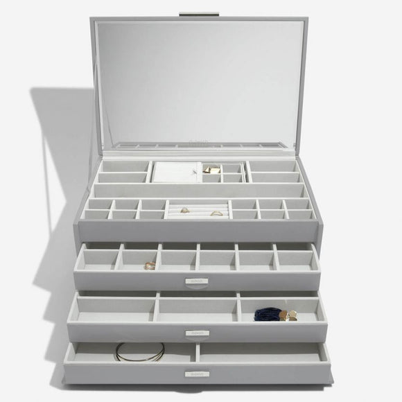 DULWICH NOTTING HILL GREY EXTRA-LARGE JEWELLERY BOX & TRAVEL TRAY
