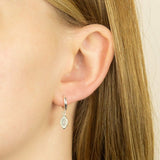 SILVER HOOP & MARQUISE BLUE CHALCEDONY CHARM EARRINGS