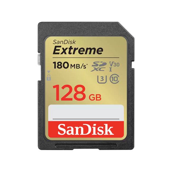SANDISK EXTREME 128GB SDXC MEMORY CARD UP TO 180MB/S