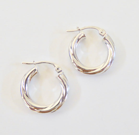 9CT WHITE GOLD ROPE TWIST CREOLE EARRINGS