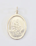 STERLING SILVER OVAL PLAIN EDGE ST CHRISTOPHER PENDANT