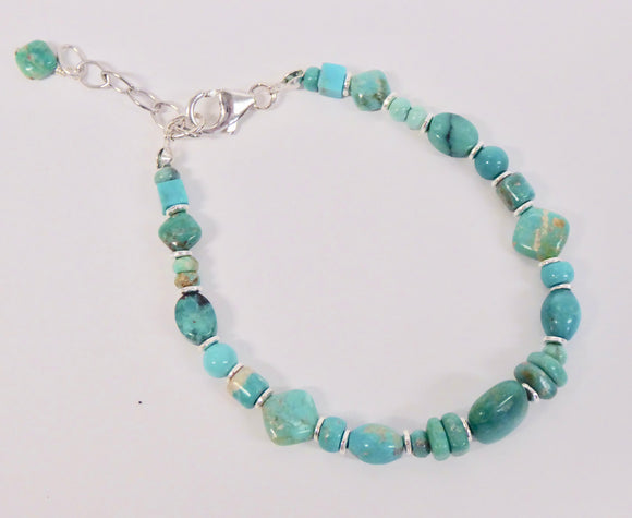 BRAVE MARY SALAZAR SILVER TURQUOISE BEAD BRACELET