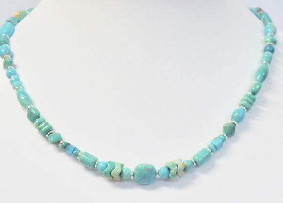 BRAVE MARY SALAZAR SILVER TURQUOISE BEAD NECKLACE 16