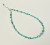 BRAVE MARY SALAZAR SILVER TURQUOISE BEAD NECKLACE 16"