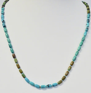 BRAVE MARY SALAZAR SILVER RAINBOW TURQUOISE BARREL BEAD NECKLACE 18"
