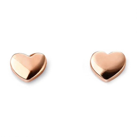 9CT ROSE GOLD PLAIN HEART STUD EARRINGS