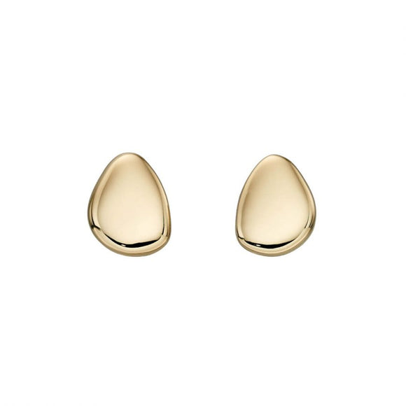 9CT GOLD PLAIN PEBBLE STUD EARRINGS