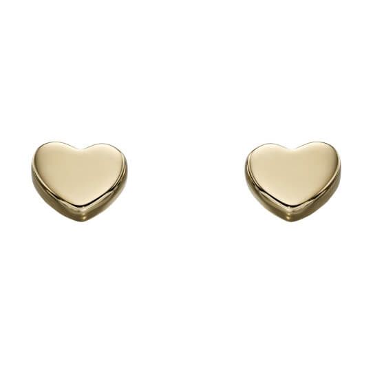 9CT GOLD PLAIN TINY HEART STUD EARRINGS