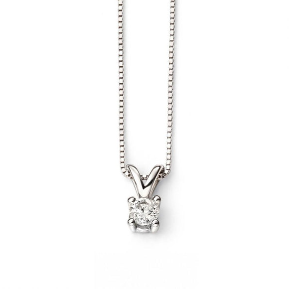 9CT WHITE GOLD & CLAW SET 0.15CT DIAMOND NECKLACE