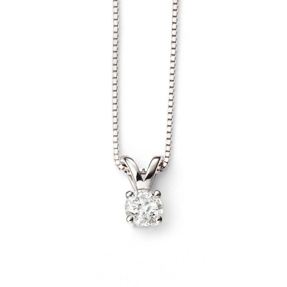9CT WHITE GOLD & CLAW SET 0.25CT DIAMOND NECKLACE