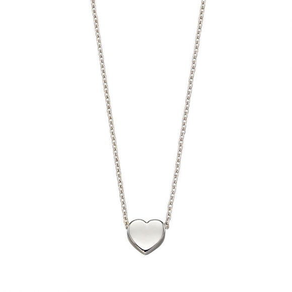 9CT WHITE GOLD TINY PLAIN HEART NECKLACE