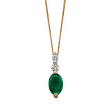 9CT GOLD, OVAL EMERALD & DIAMOND NECKLACE