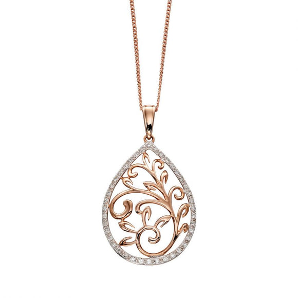 9CT ROSE GOLD & DIAMOND OPEN TEAR NECKLACE