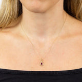 9CT YELLOW GOLD RUBY TEARDROP NECKLACE