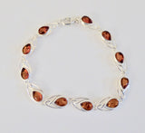 AMBER & SILVER DECORATIVE TEAR BRACELET